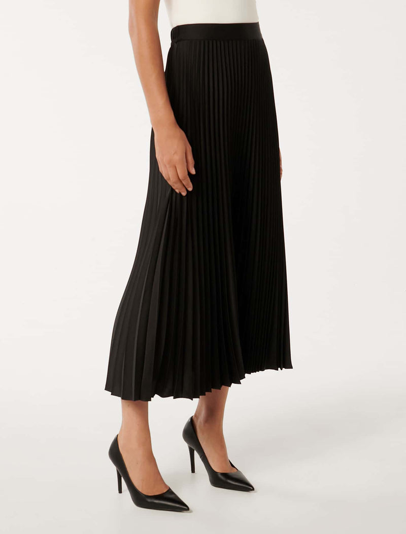 Estelle Satin Pleated Maxi Skirt Forever New