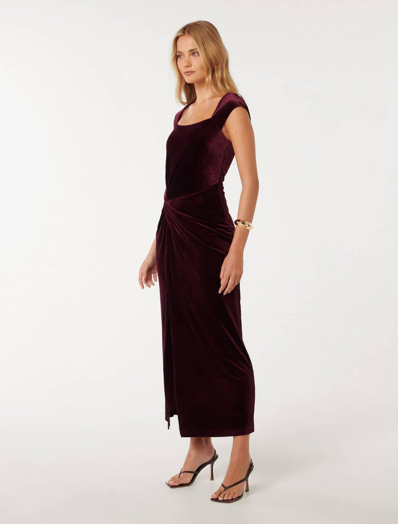 Lara Cap Sleeve Velvet Dress Forever New