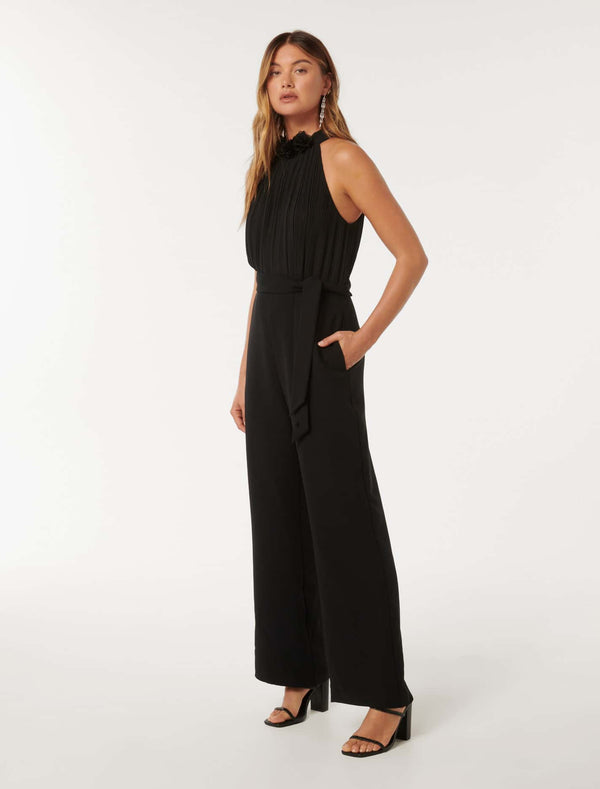 Carter Pleated Rosette Jumpsuit Forever New