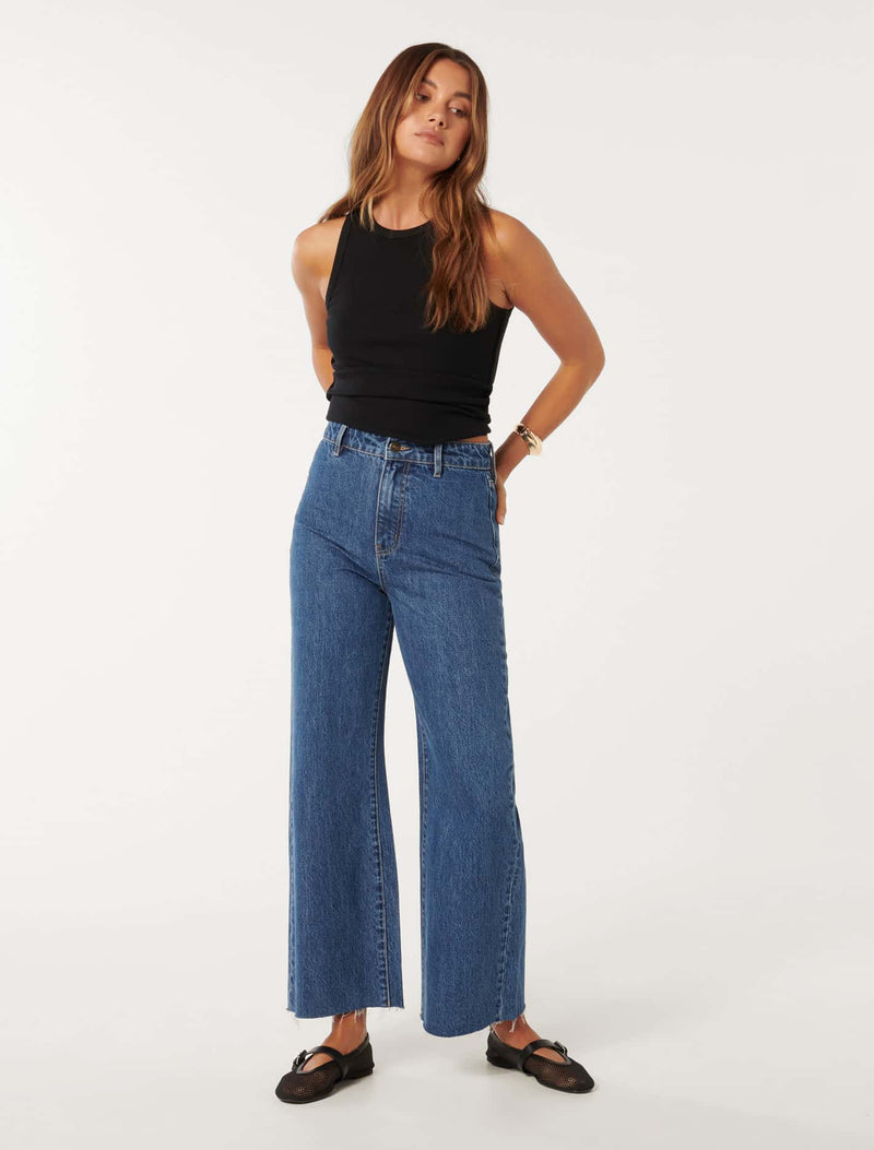 Celia Cropped Wide Leg Jeans Forever New