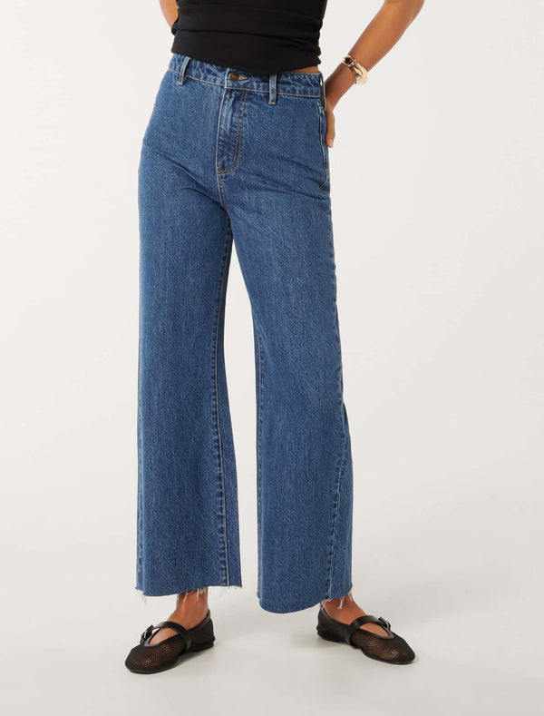 Celia Cropped Wide Leg Jeans Forever New