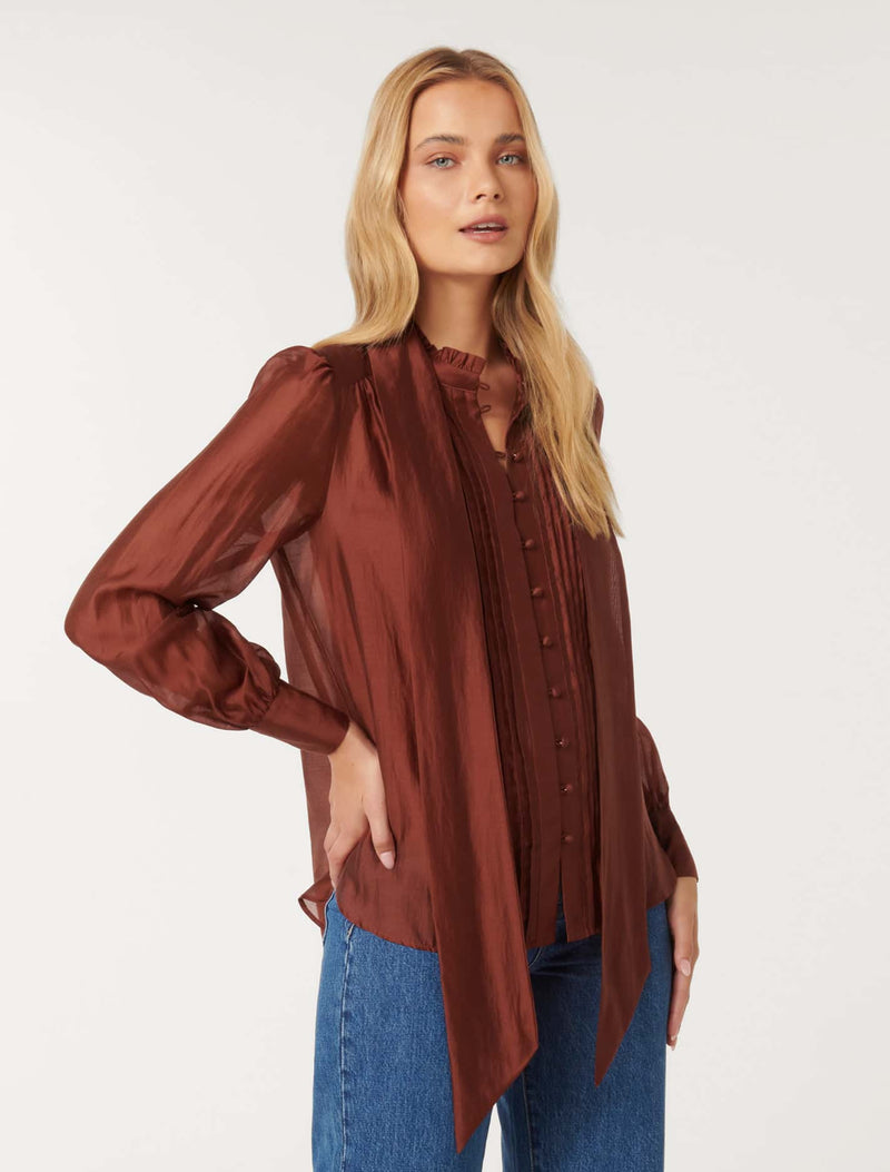 Naomi Neck Tie Blouse Forever New