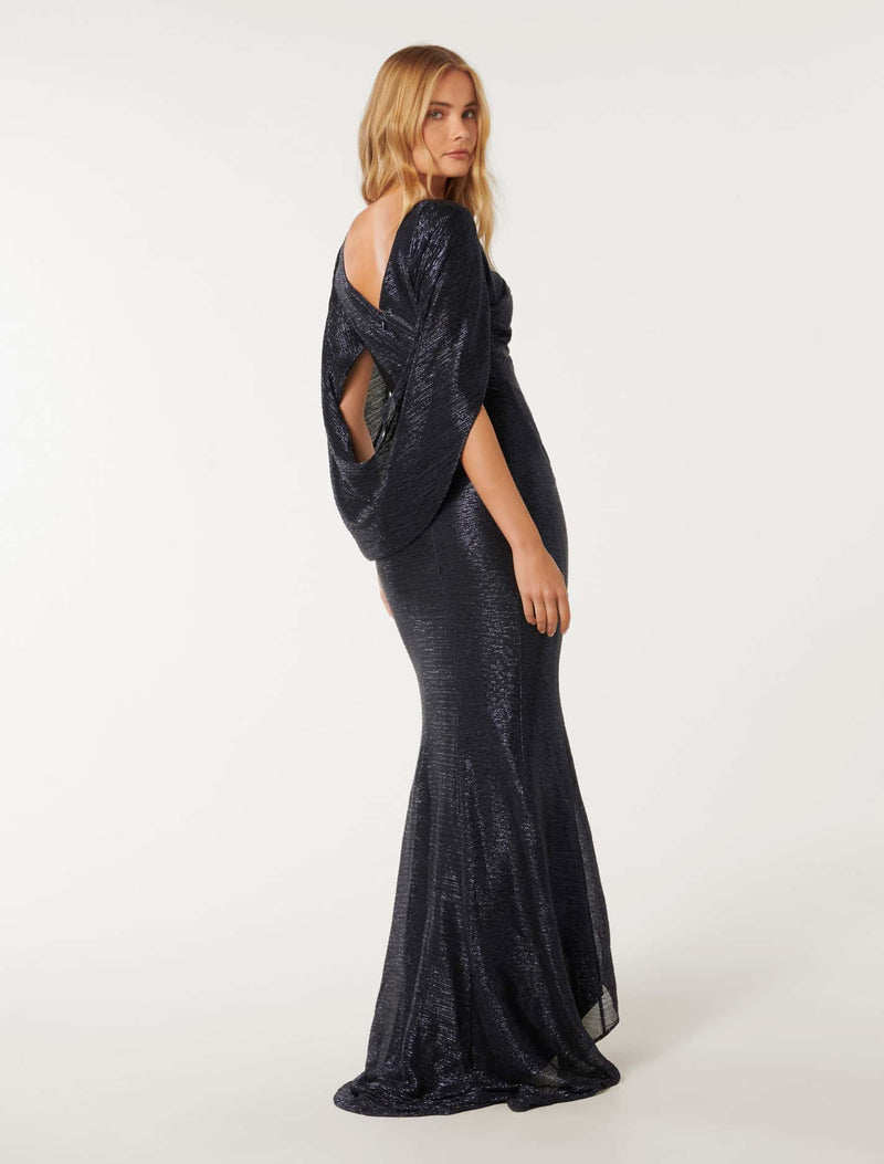 Rea Plisse Drape Back Dress Forever New