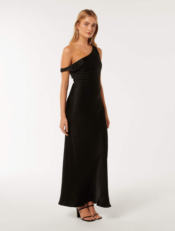 Blake Satin Tipped Shoulder Maxi Dress Forever New