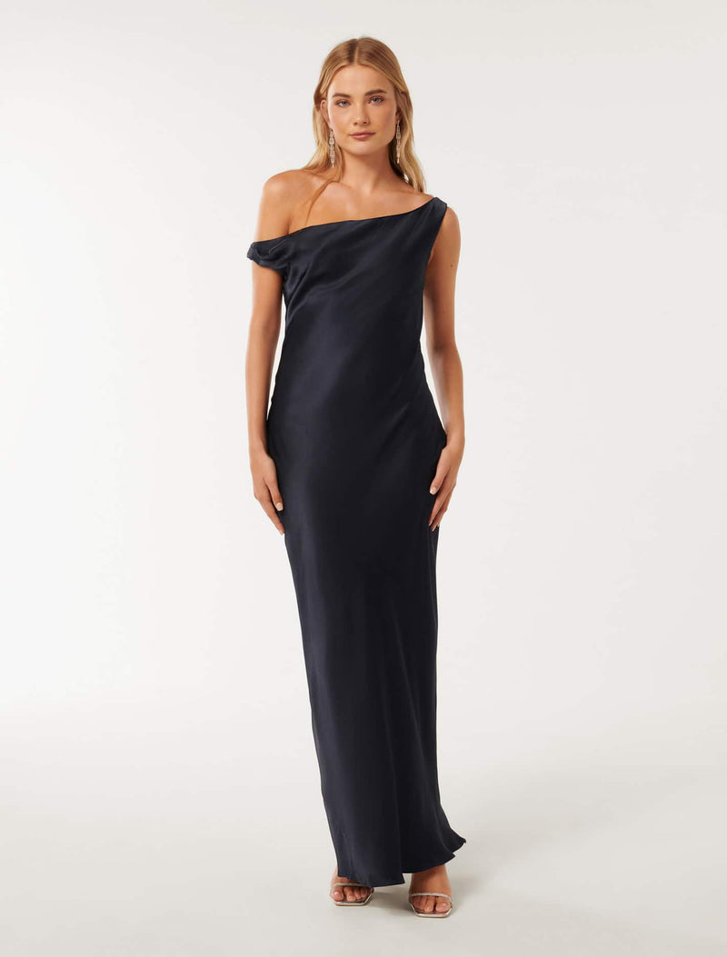 Blake Satin Tipped Shoulder Maxi Dress Forever New