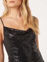 Sapphira Sequin Cowl Neck Tank Top Forever New