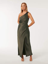 Emily One Shoulder Satin Maxi Dress Forever New