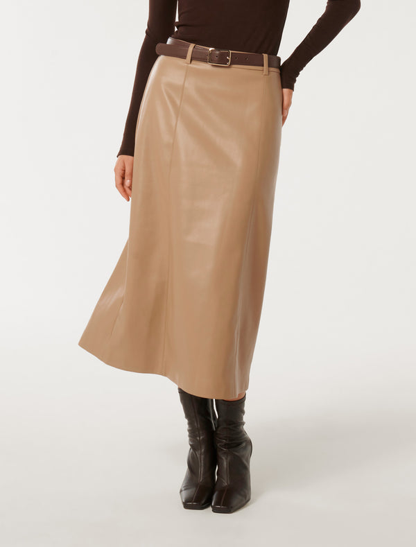 Katy Belted A-Line Midi Skirt Forever New