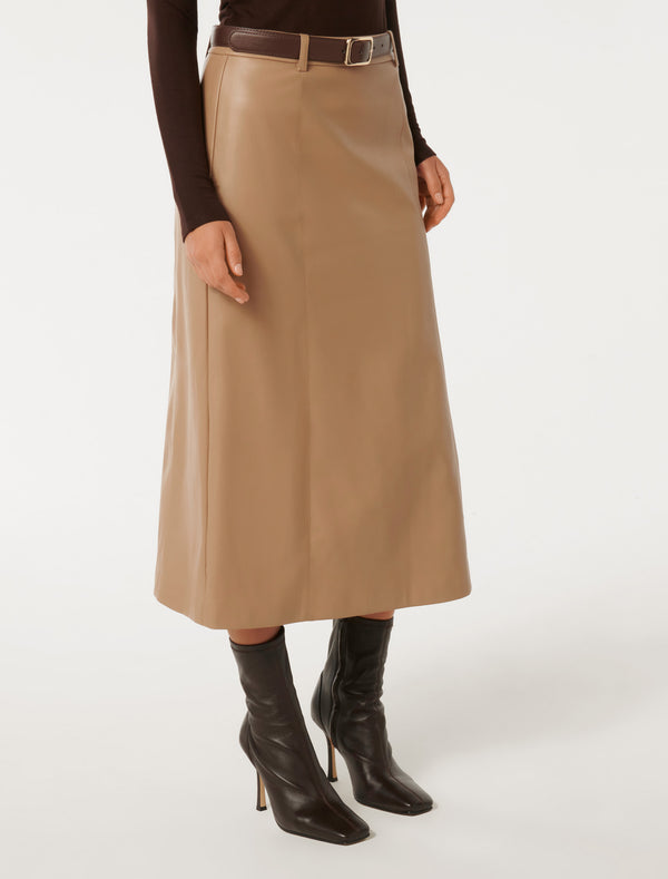 Katy Belted A-Line Midi Skirt Forever New