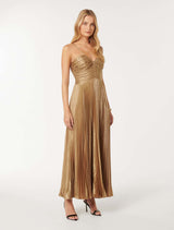 Jayden Metallic Pleated Maxi Dress Forever New