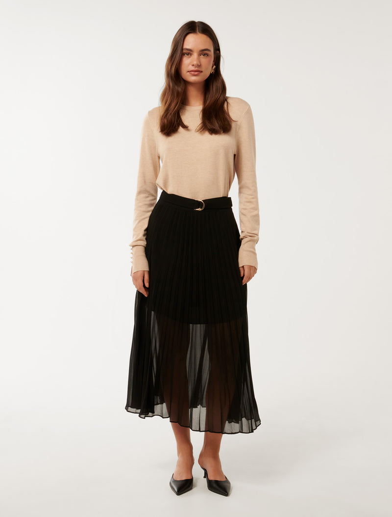 Esme Belted Pleated Skirt Forever New