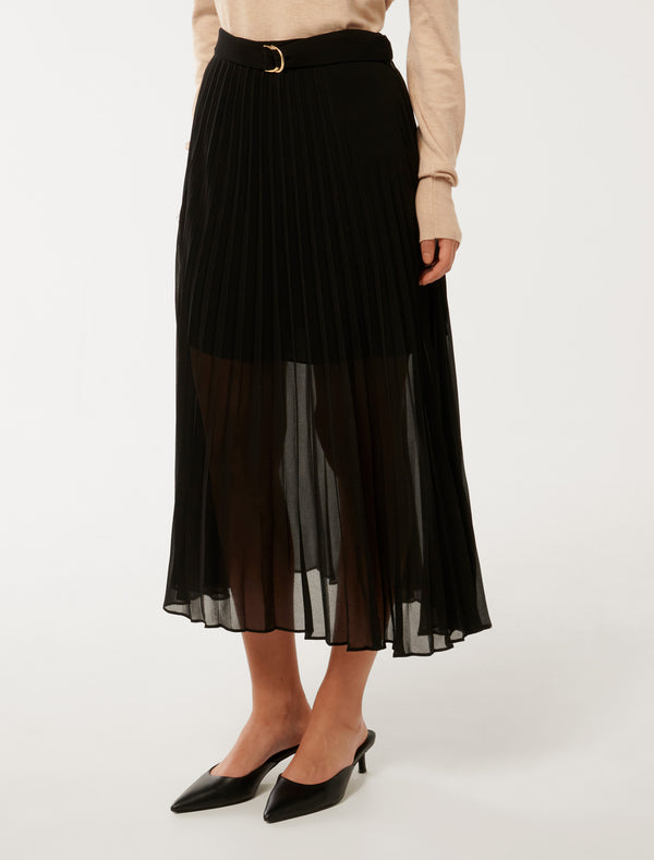 Esme Belted Pleated Skirt Forever New