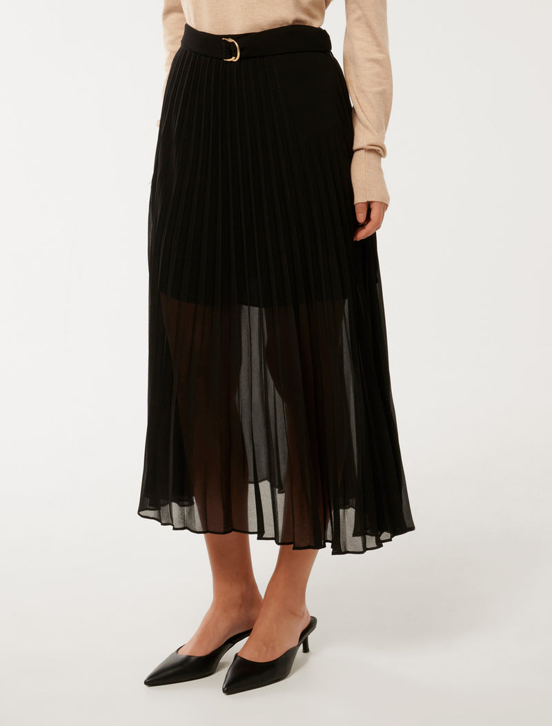 Esme Belted Pleated Skirt Forever New