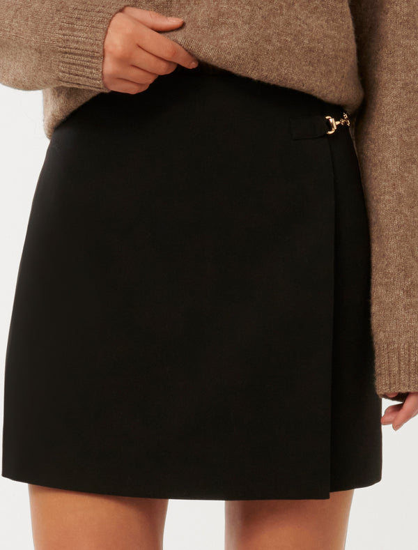 Edie Buckle Detail Wrap Skirt Forever New