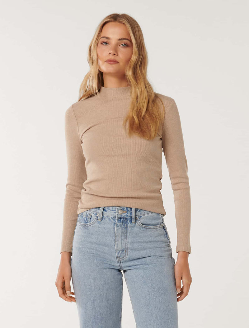 Winona Rib Long Sleeve Top Forever New