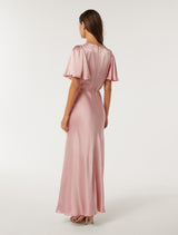 Chelsea Flutter Sleeve Satin Maxi Dress Forever New