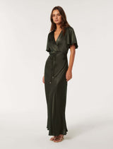 Chelsea Flutter Sleeve Satin Maxi Dress Forever New