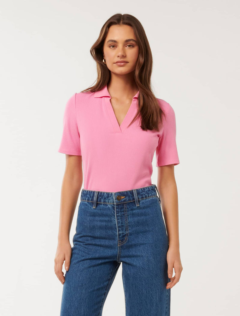 Pamela Polo V-Neck Top Forever New