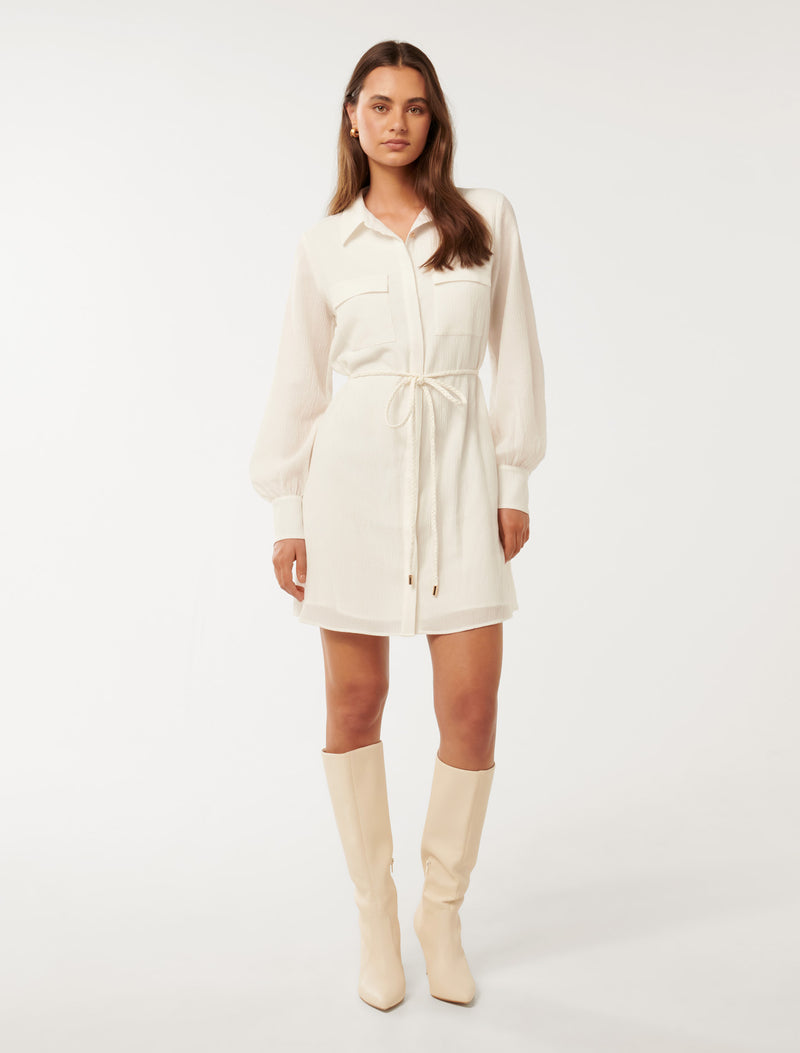 Eloise Textured Shirt Mini Dress Forever New