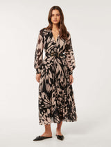 Saskia Pleat Wrap Midi Dress Forever New