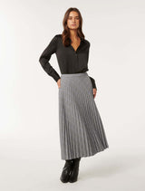 Mackenzie Pleated Check Midi Skirt Forever New