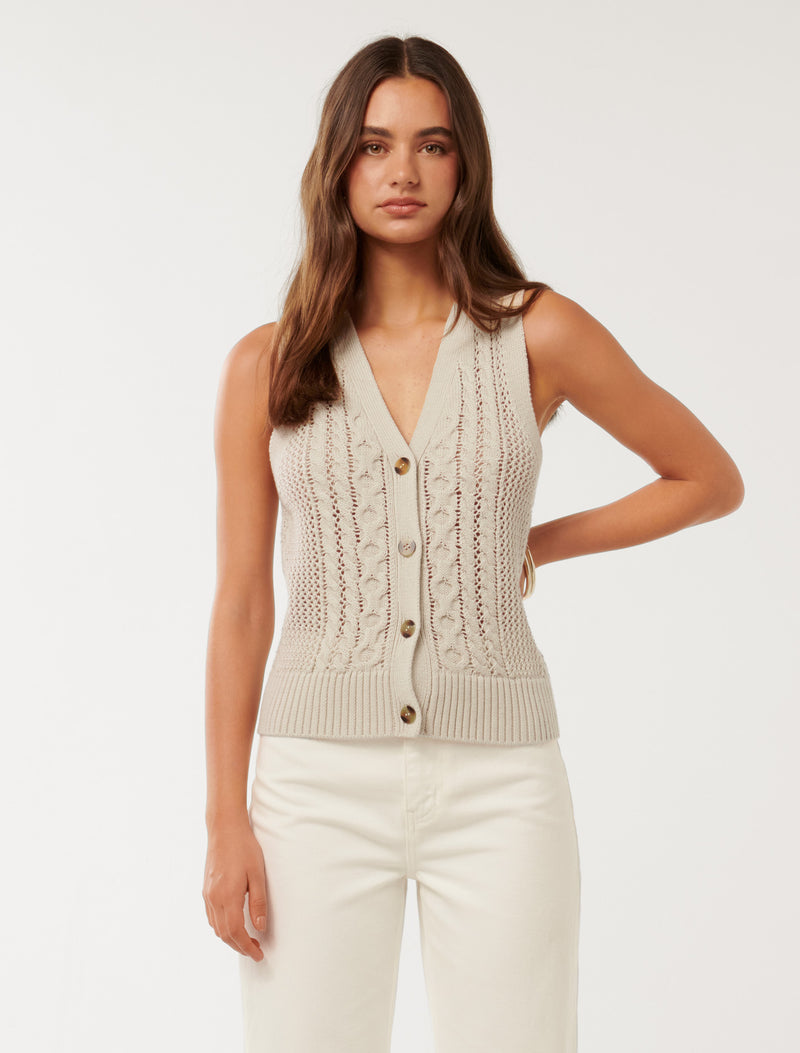 Sofia Cable Knit Waistcoat Forever New