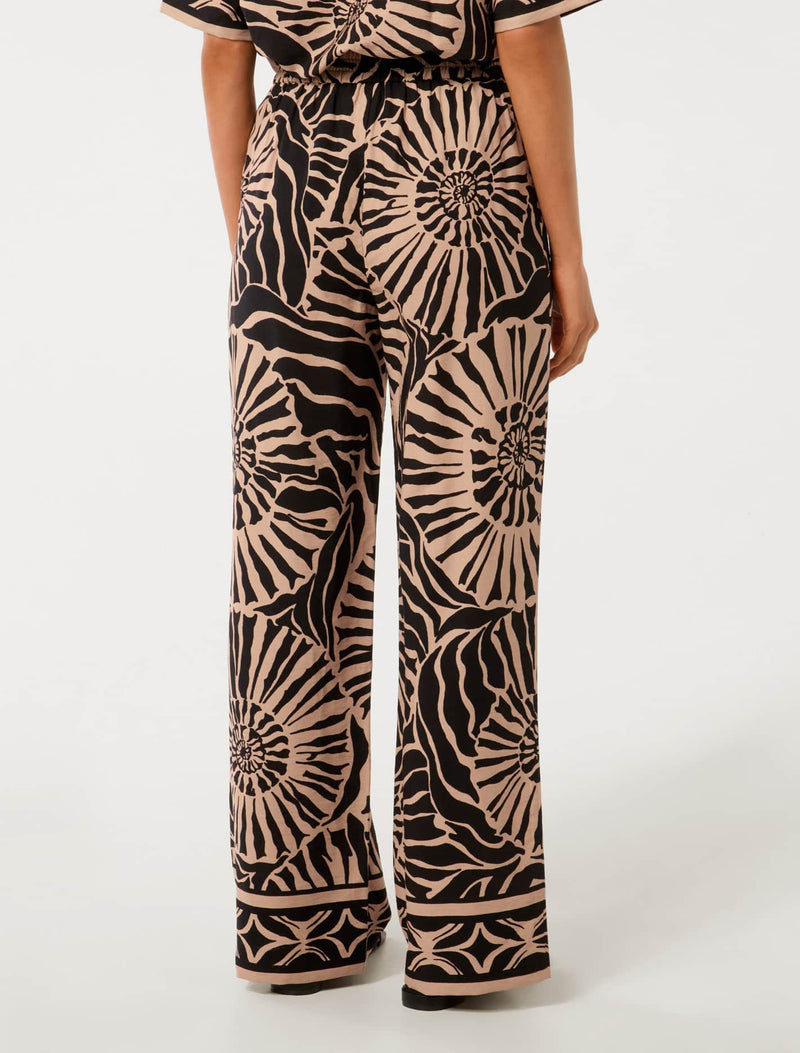 Ella Printed Elastic Waist Wide Leg Pants Forever New