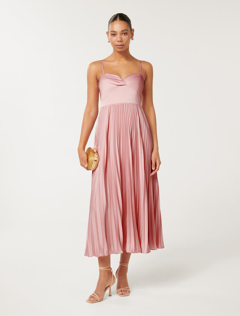 Chloe Pleated Midi Dress Forever New