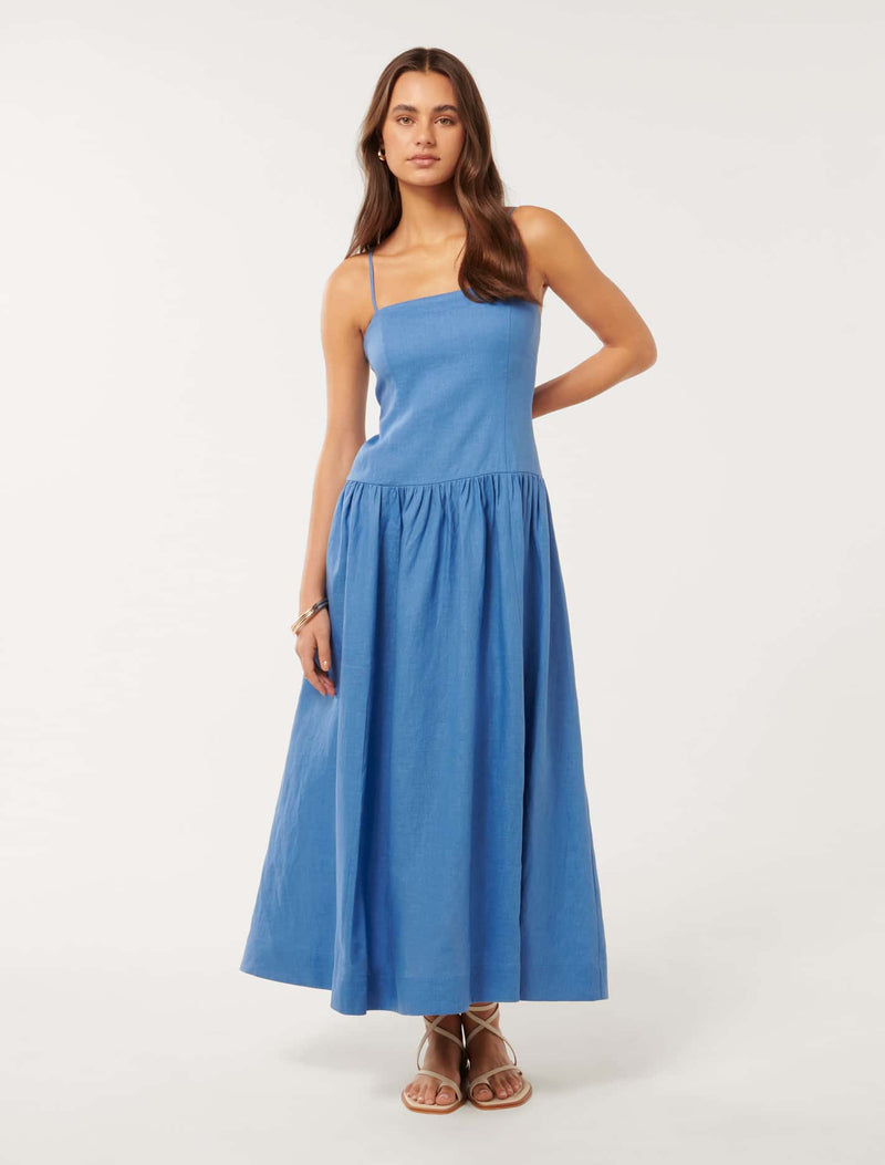 Brooke Linen Drop Waist Midi Dress Forever New