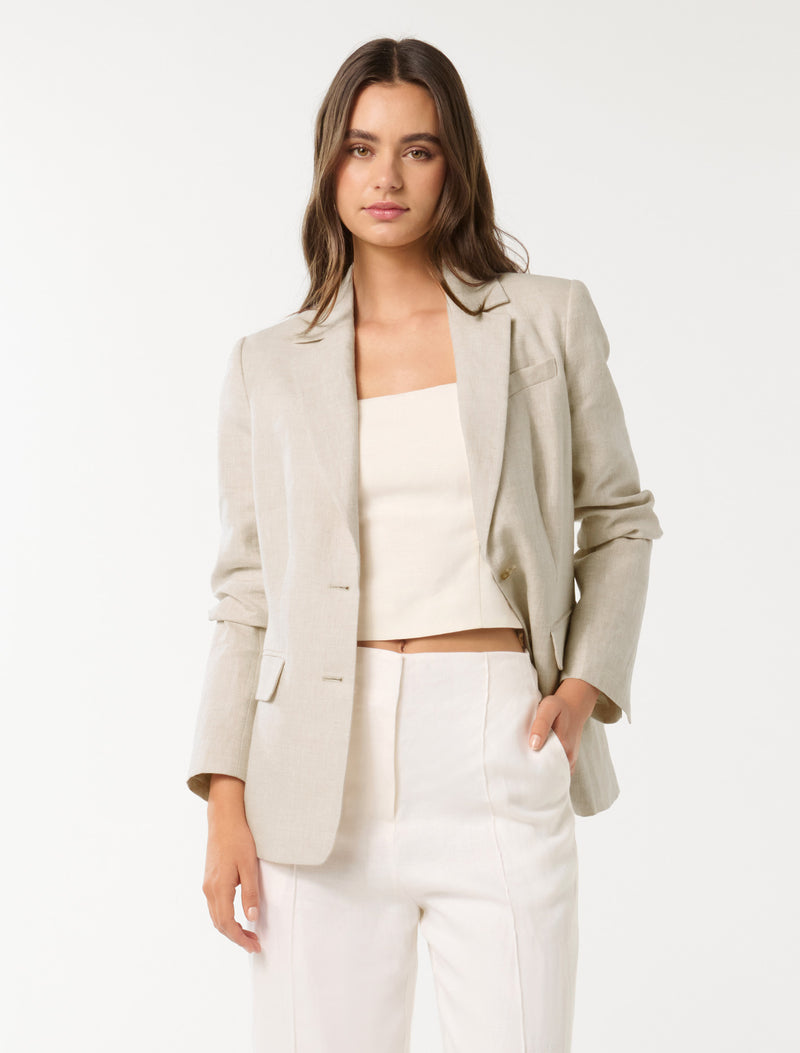 Laura Two Button Linen Blazer Forever New