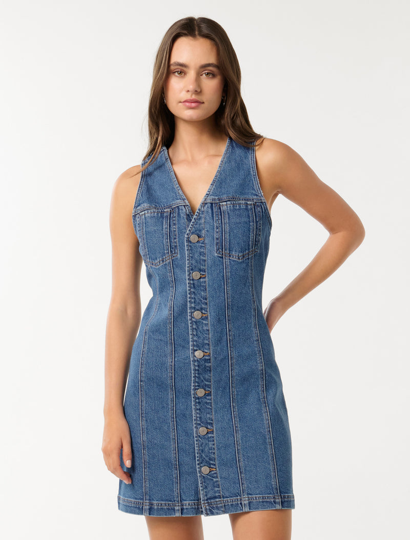 Christine Denim Mini Dress Forever New