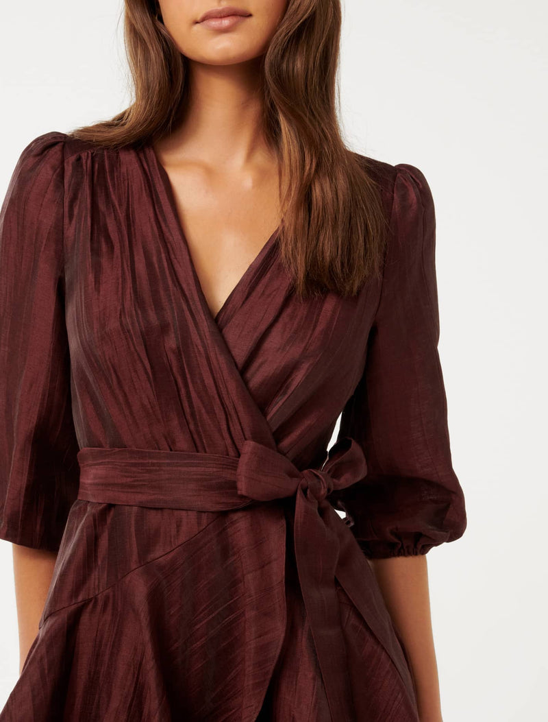 Matilda Textured Wrap Mini Dress Forever New