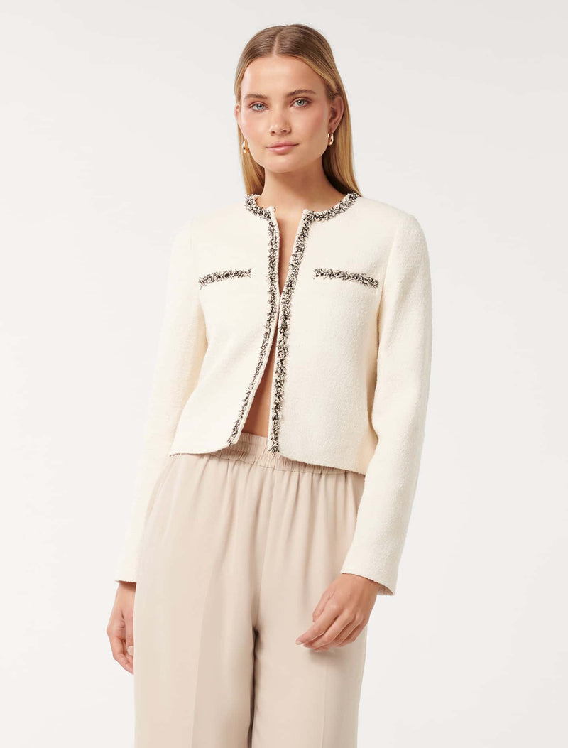 Marie Boucle Jacket Cream Forever New