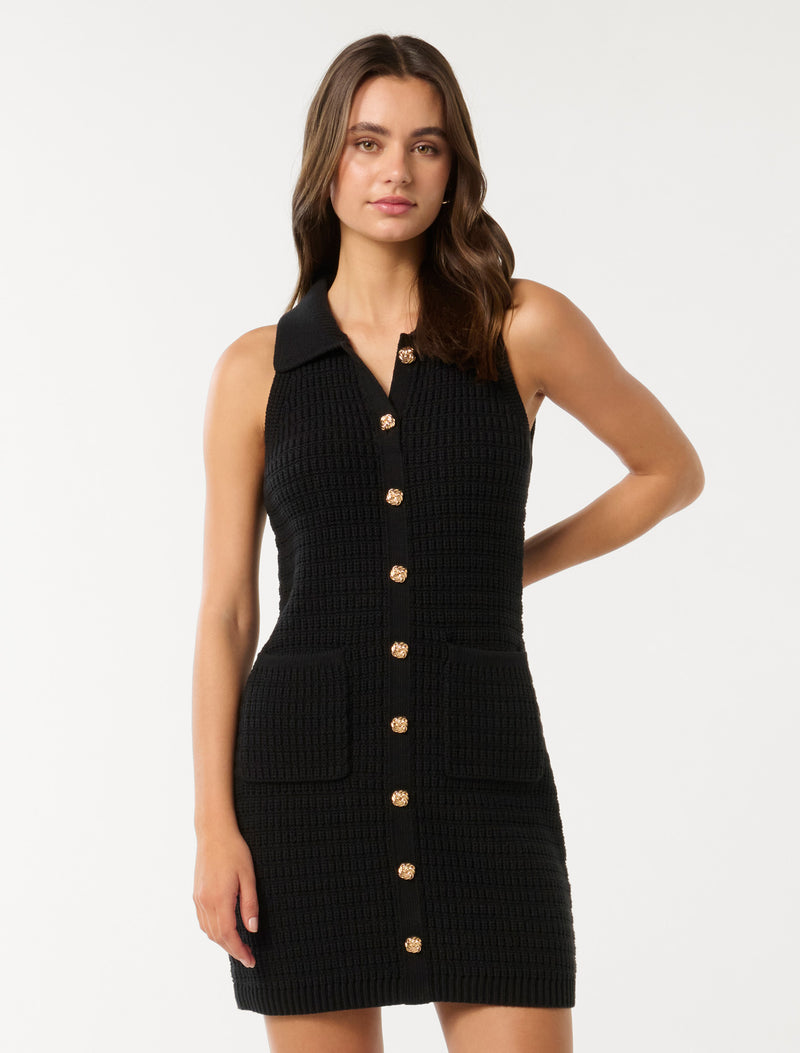 Beck Textured Knit Mini Dress Forever New