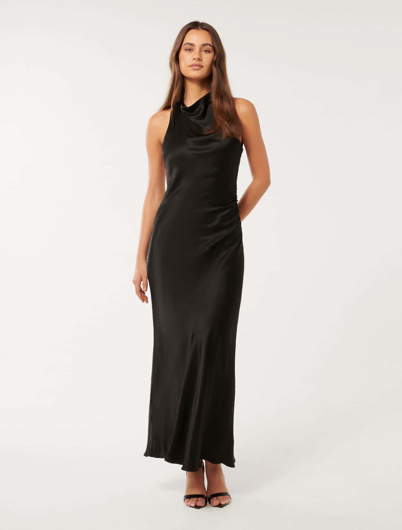 Michelle Open Back Satin Maxi Dress Forever New