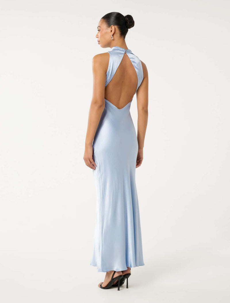 Michelle Open Back Satin Maxi Dress Forever New