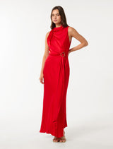 Cassie Satin Draped Midi Dress Forever New