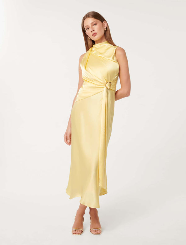 Cassie Satin Draped Midi Dress Forever New