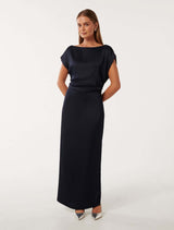 Ella Draped Satin Midi Dress Forever New