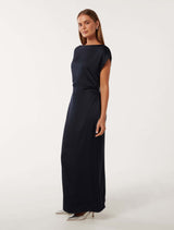 Ella Draped Satin Midi Dress Forever New