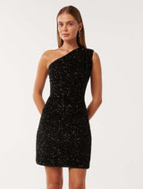 Rosalia Sequin Drape Mini Dress Forever New