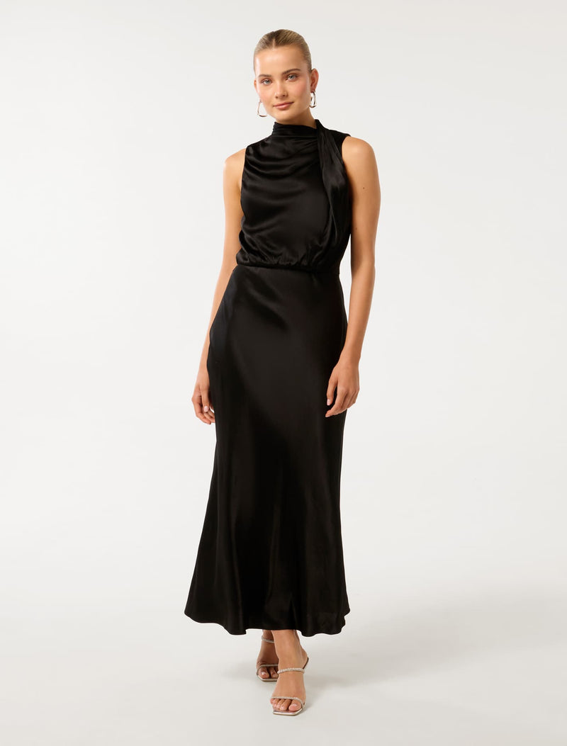 Sienna High Neck Satin Maxi Dress Forever New