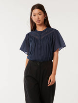 Luka Trimmed Yoke Blouse Forever New