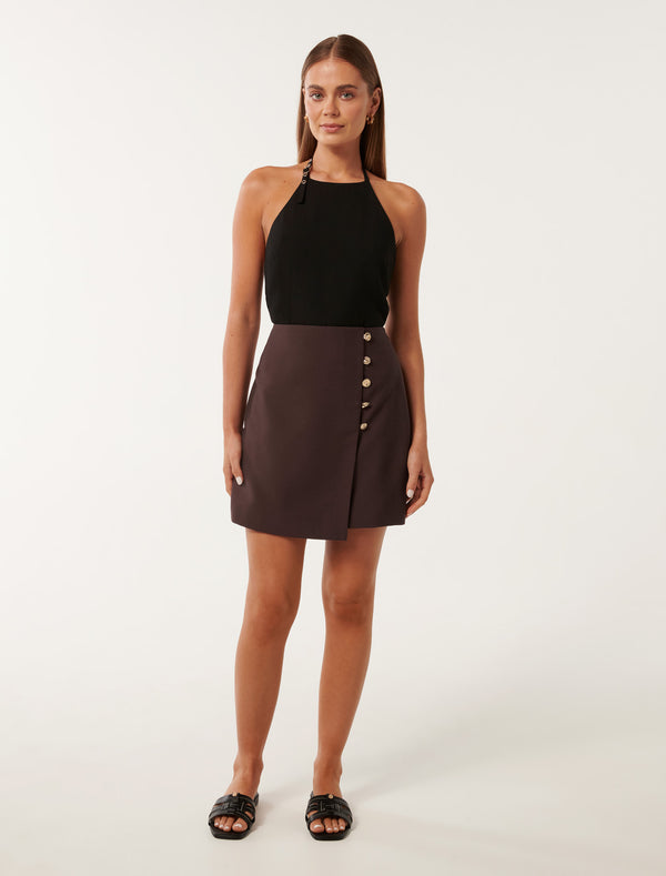 Jordyn Button Detail Wrap Skirt Forever New