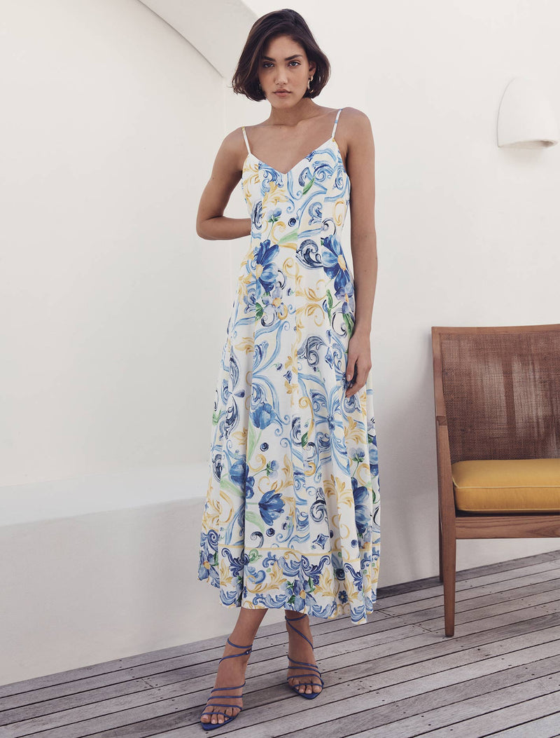 Chiara Printed Panel Midi Dress Forever New