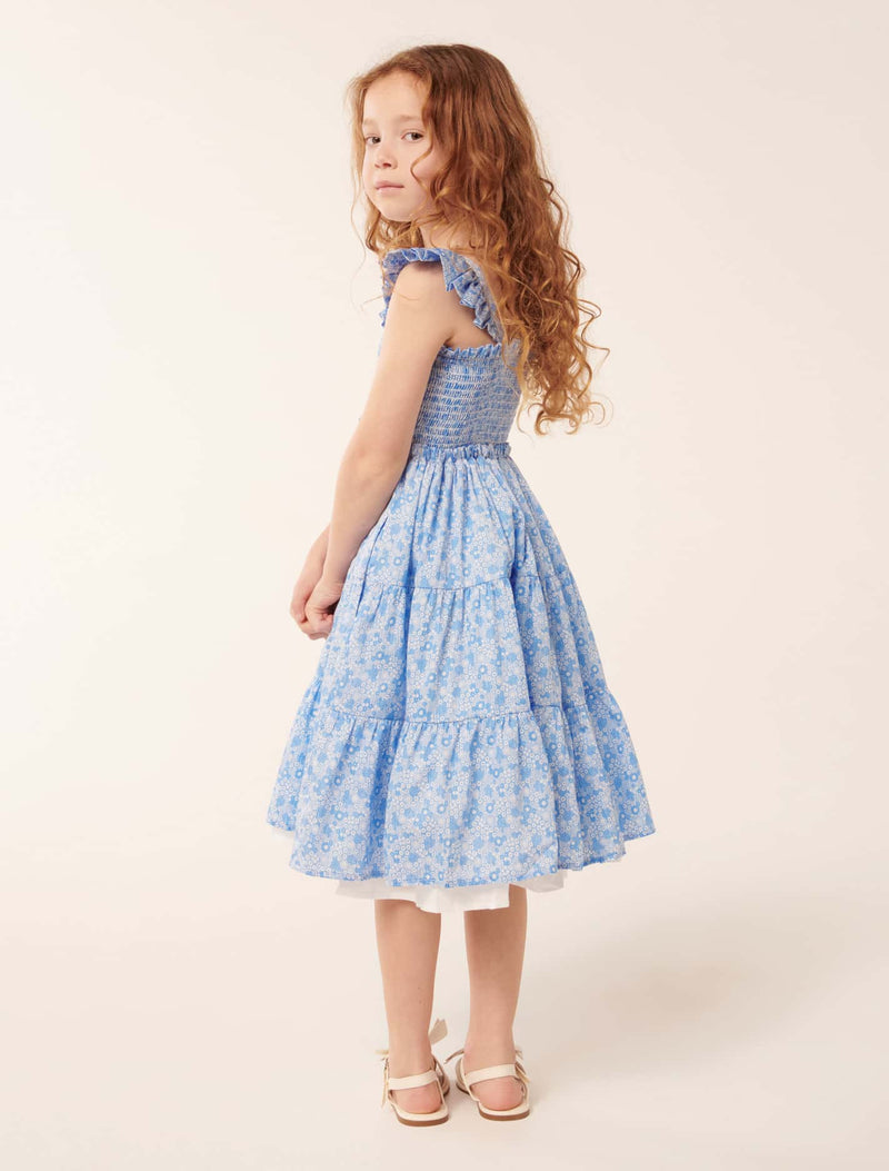 Amelia Shirred Frill Girls Dress Forever New