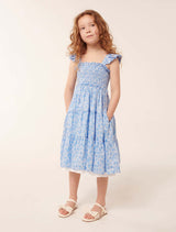 Amelia Shirred Frill Girls Dress Forever New