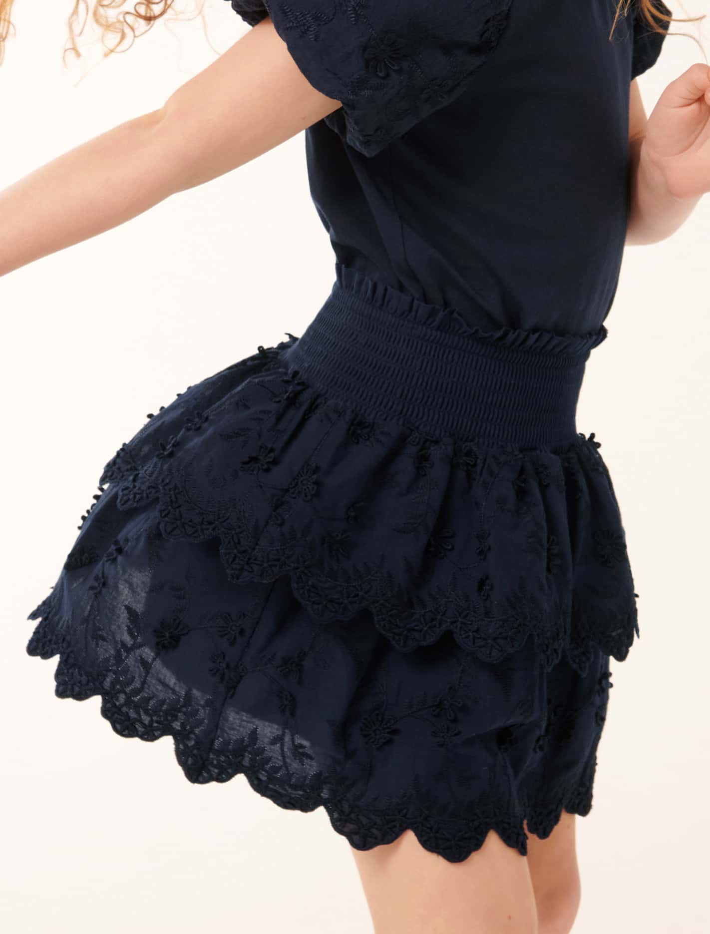 Billie Embroidered Shirred Girls Skirt Forever New