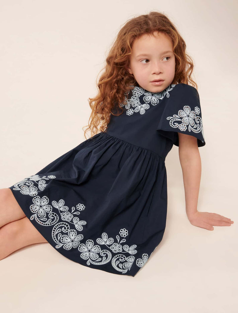 Olivia Broderie Flutter Girls Dress Forever New