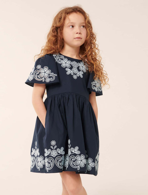 Olivia Broderie Flutter Girls Dress Forever New